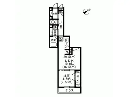 アリエッタ調布(1LDK/1階)の間取り写真