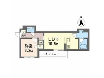 SHAMAISON BONHEUR陸ノ町(1LDK/3階)の間取り写真