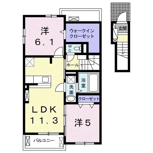 サンリット・エンゼルB(2LDK/2階)の間取り写真