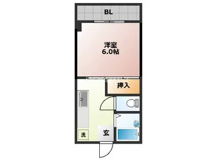 平野楽器ビル(1K/3階)の間取り写真