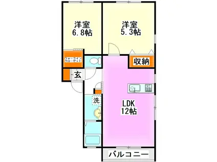 ブルーハイム彩(2LDK/1階)の間取り写真