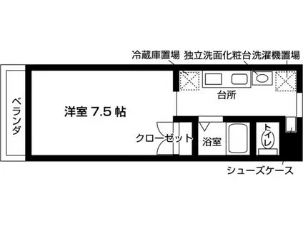 プログレッソ塩釜(1K/2階)の間取り写真