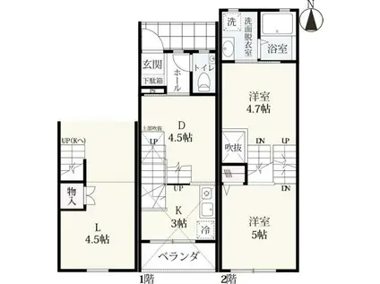 プレミアム千布(2LDK/1階)の間取り写真