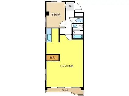 シャンポール鴻の巣(1LDK/3階)の間取り写真