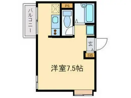 リバティ町田B(ワンルーム/2階)の間取り写真