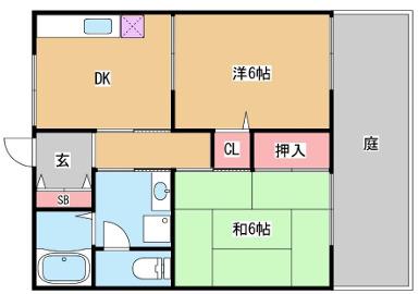 ベルドミール(2DK/1階)の間取り写真