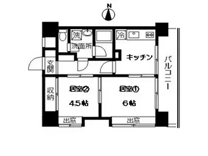西川口朝日マンション(2K/7階)の間取り写真