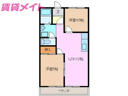 コーポ五反畑(2LDK/1階)の間取り写真