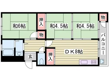 高木マンション(3DK/3階)の間取り写真