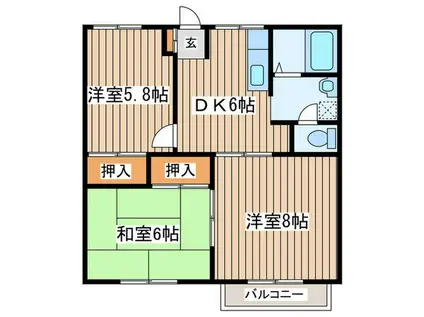 ベルグラン今泉I(3DK/1階)の間取り写真