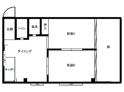 ピースハイツ長堂A棟(2DK/1階)の間取り写真