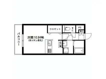 カトルパレ駅南(1K/4階)の間取り写真