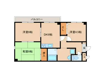 エスペランサ天理(3DK/2階)の間取り写真