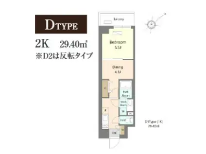 ALIVIS浦安(2K/1階)の間取り写真