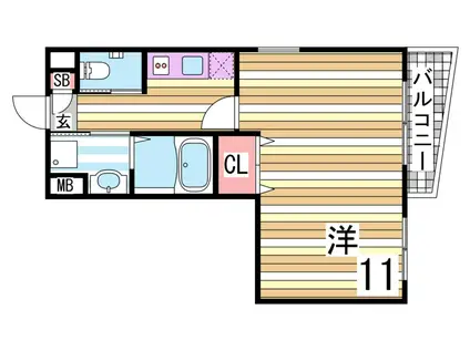 CURRENT KITAGAWA(1K/2階)の間取り写真
