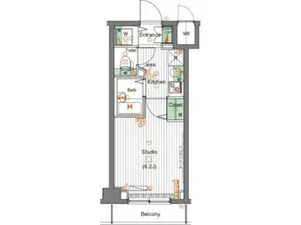 ガーラ大井町ゼームス坂上(1K/3階)の間取り写真