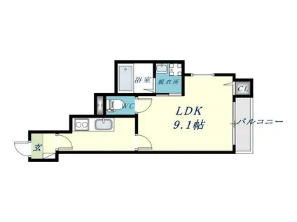 グランドサン(1K/2階)の間取り写真