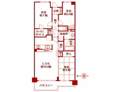 プレジリア横浜高島台(3LDK/3階)の間取り写真