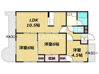 フォートレス藤崎(3LDK/2階)の間取り写真