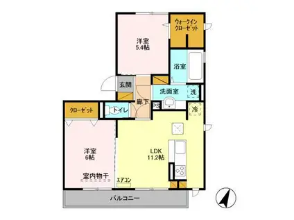 ヴィラージュA(2LDK/1階)の間取り写真