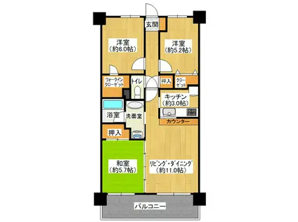 レヴィールひたち野3番街ステーションフロントタワ(3LDK/13階)の間取り写真