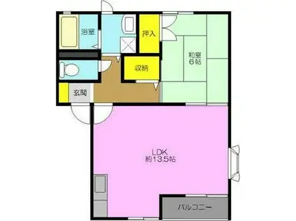 サンピエールA(1LDK/1階)の間取り写真