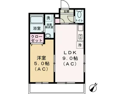 ブリリアンス根岸(1LDK/3階)の間取り写真