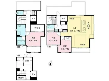 ソレイユ大原(3LDK/1階)の間取り写真