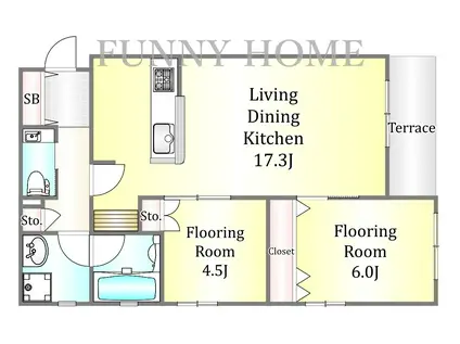 西品川3丁目メゾン(2LDK/1階)の間取り写真