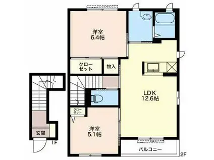ルマーシュ(2LDK/2階)の間取り写真