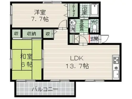 アリウープ原(2LDK/2階)の間取り写真