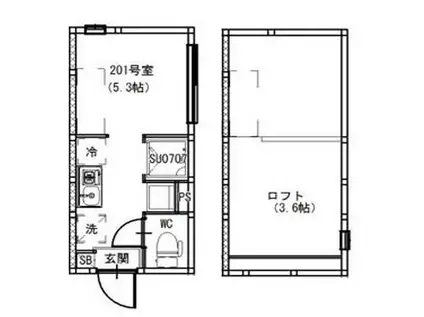 下石神井5丁目(ワンルーム/2階)の間取り写真