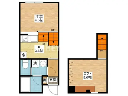 QUATRI ME(1SK/1階)の間取り写真