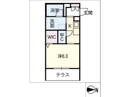 ロワール(1K/1階)の間取り写真