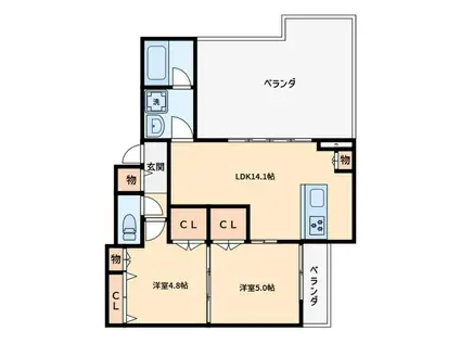 尼崎市塚口本町1丁目ヘーベルメゾン(2LDK/4階)の間取り写真