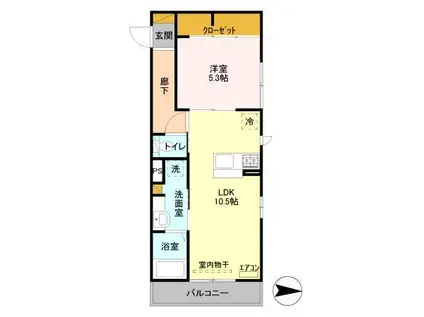 ディアコート鹿放ヶ丘(1LDK/2階)の間取り写真