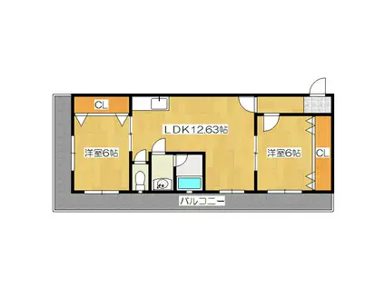 パルフェマンション(2LDK/2階)の間取り写真