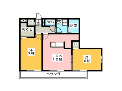 グランドソレーユI(2LDK/2階)の間取り写真