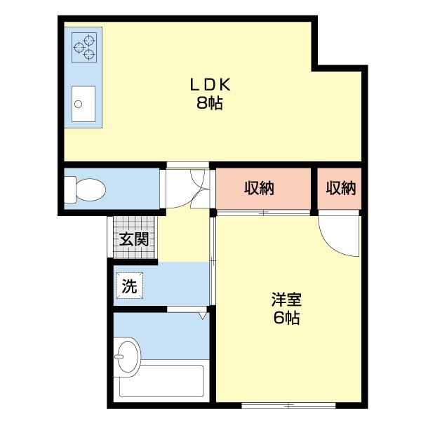 東高松AP(1LDK/1階)の間取り写真