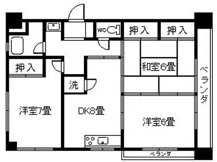 サンシャイン上之園(3DK/4階)の間取り写真