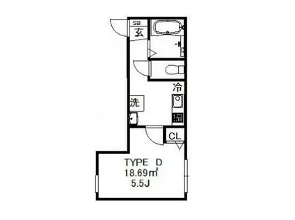 ベル・ノワール・ケー(1K/1階)の間取り写真