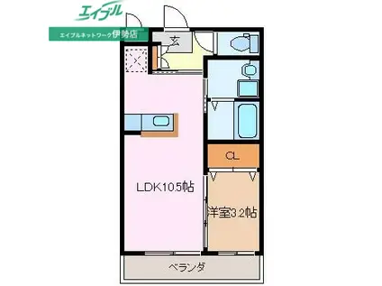 プレジール(1LDK/3階)の間取り写真