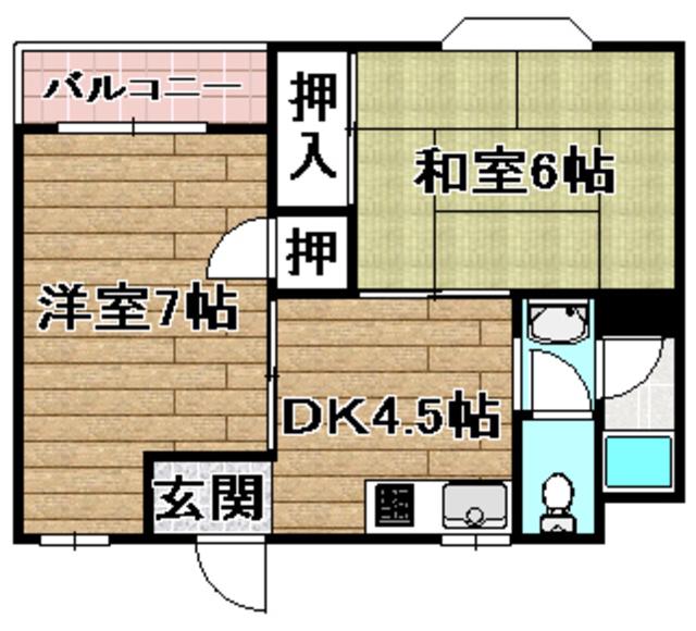 登町ハイツ(2DK/2階)の間取り写真