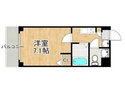 ピュア県庁弐番館(1K/2階)の間取り写真