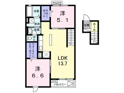 クレール青葉台(2LDK/4階)の間取り写真