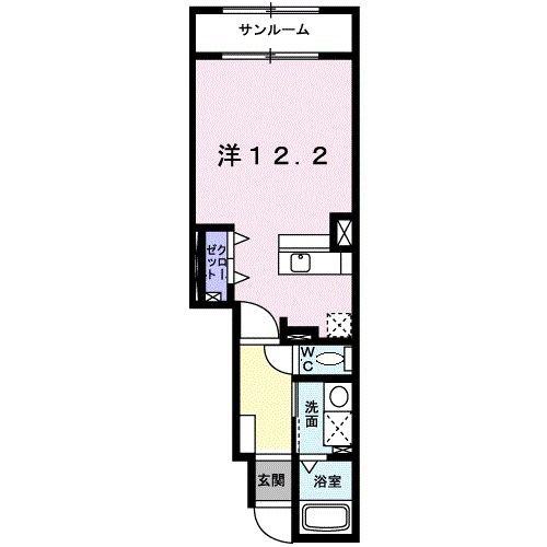 ラッフィナートIII(ワンルーム/1階)の間取り写真