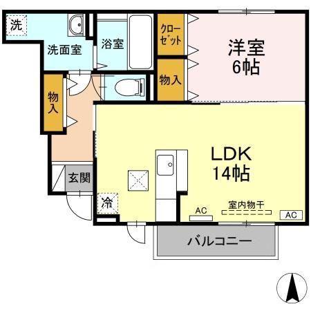 パルハイブリッジII(1LDK/1階)の間取り写真