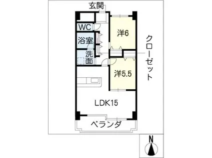 レジデンスタツミ(2LDK/1階)の間取り写真