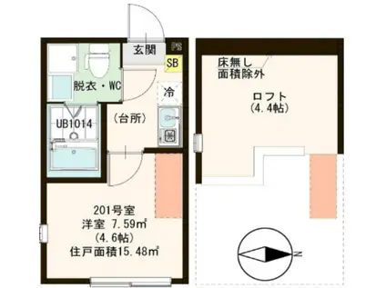 クレスト小岩(ワンルーム/2階)の間取り写真