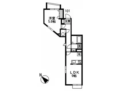 テラスすわやま(1LDK/1階)の間取り写真